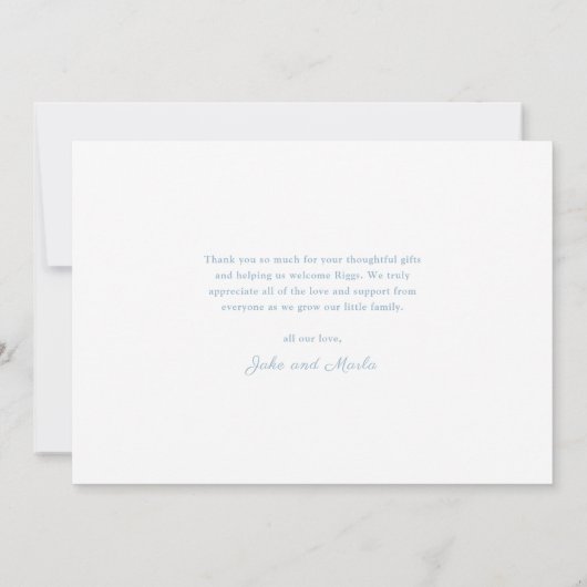 Simple Bow Boy Photo Collage Baby Dankeskarte (Rückseite)