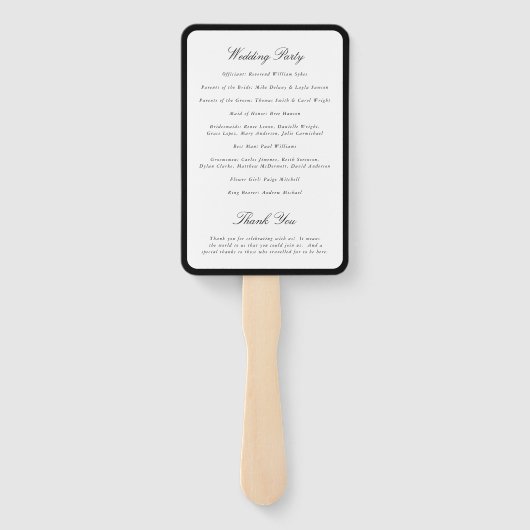 Simple Bow Classic Wedding Program Fächer (Rückseite)