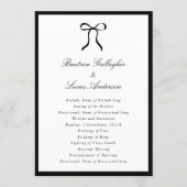 Simple Bow Classic Wedding Programm (Vorderseite)
