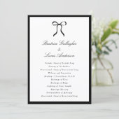Simple Bow Classic Wedding Programm (Stehend Vorderseite)