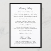 Simple Bow Classic Wedding Programm (Rückseite)