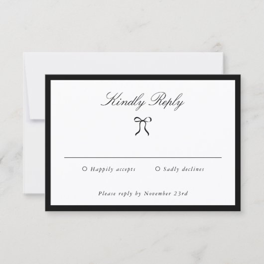 Simple Bow Classic Wedding RSVP Karte (Vorderseite)