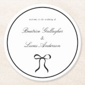 Simple Bow Classic Wedding Runder Pappuntersetzer (Vorderseite)