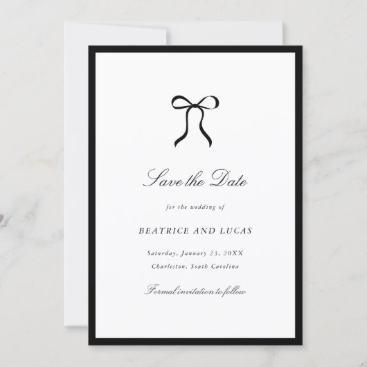 Simple Bow Classic Wedding Save The Date (Vorderseite)