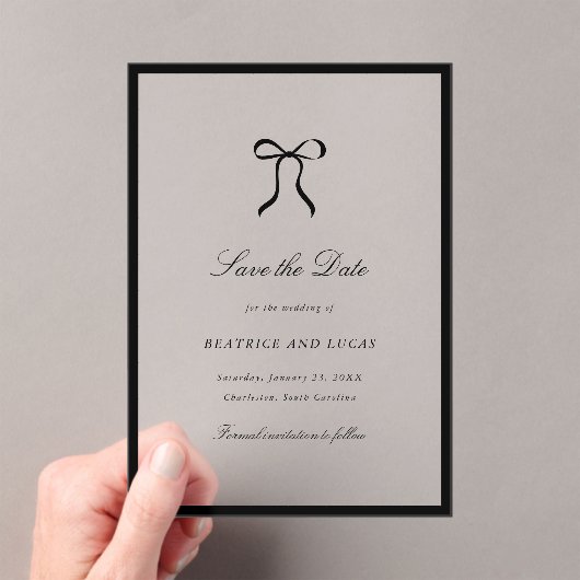 Simple Bow Classic Wedding Save the Date Acryleinladungen (Insitu (Handheld))