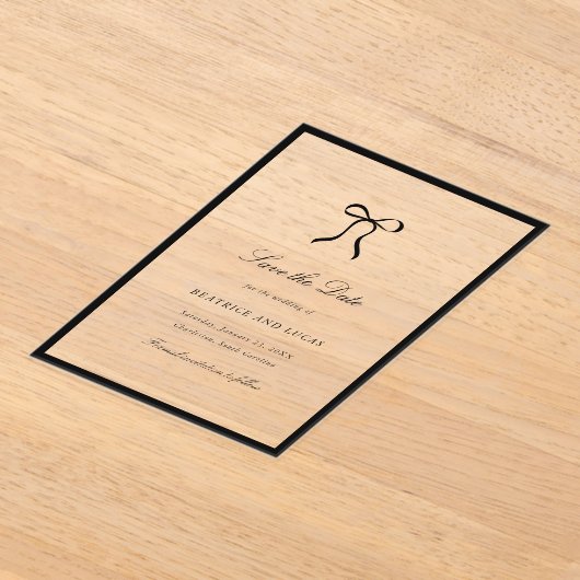 Simple Bow Classic Wedding Save the Date Acryleinladungen (Ablage )