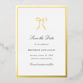 Simple Bow Classic Wedding Save the Date Folieneinladung (Vorderseite)