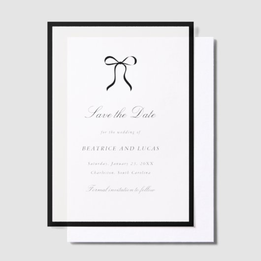Simple Bow Classic Wedding Save the Date Pergament Einladungen (Versetzt)