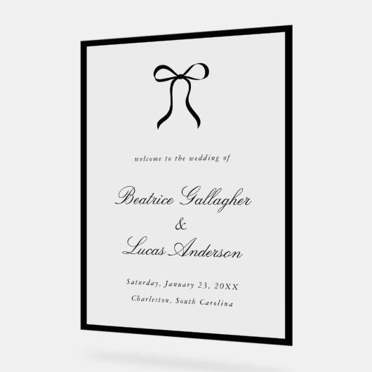 Simple Bow Classic Wedding Welcome Sign Acrylschild (Winkel)
