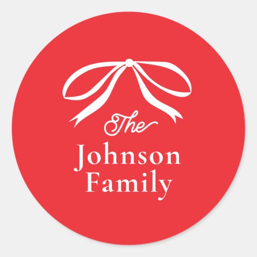 Simple Bow Weihnachtsfeiertag Runder Aufkleber (Vorderseite)