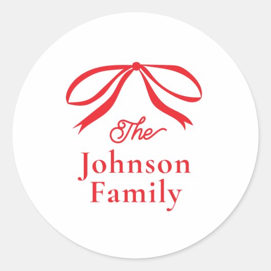 Simple Bow Weihnachtsfeiertag Runder Aufkleber (Vorderseite)