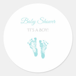Simple Boy Baby Shower Wertvoll Blue Footprints Runder Aufkleber