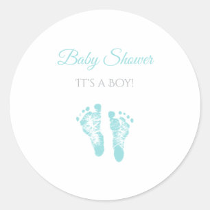Simple Boy Baby Shower Wertvoll Blue Footprints Runder Aufkleber