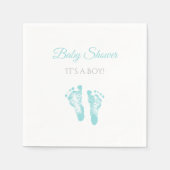 Simple Boy Baby Shower Wertvoll Blue Footprints Serviette (Vorderseite)