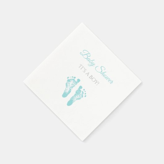 Simple Boy Baby Shower Wertvoll Blue Footprints Serviette (Ecke)