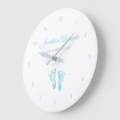 Simple Boy Birth Memento Wertvoll Blue Footprints Große Wanduhr (Winkel)