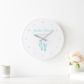 Simple Boy Birth Memento Wertvoll Blue Footprints Große Wanduhr (Zuhause)