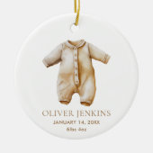 Simple Boy First Christmas mit Birth Stats Foto Keramik Ornament (Vorne)