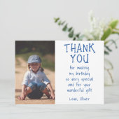 Simple Boy Photo Kid's Birthday Dankeskarte (Stehend Vorderseite)