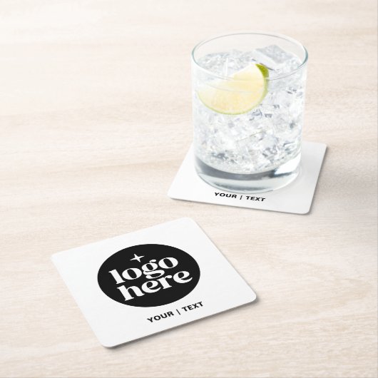 Simple Branded Custom Text & Logo Rechteckiger Pappuntersetzer (Vor Ort)