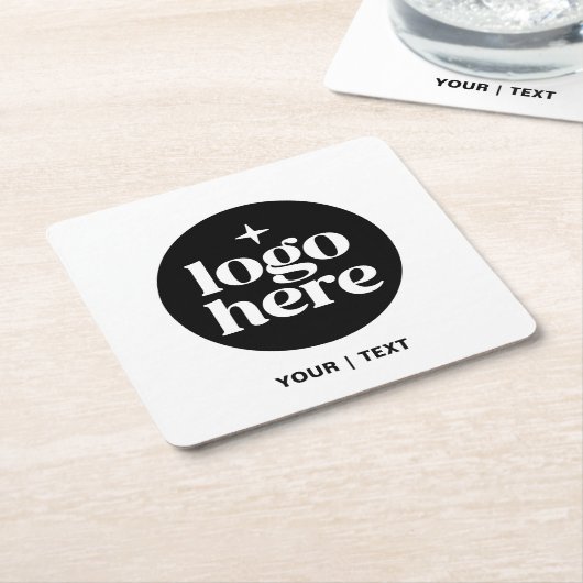 Simple Branded Custom Text & Logo Rechteckiger Pappuntersetzer (angewinkelt)