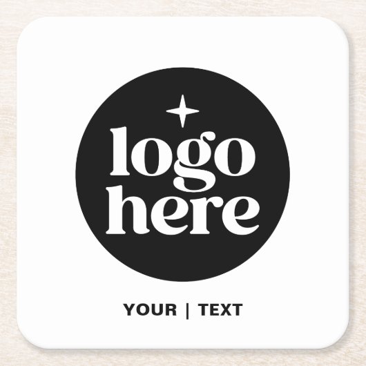 Simple Branded Custom Text & Logo Rechteckiger Pappuntersetzer (Vorderseite)