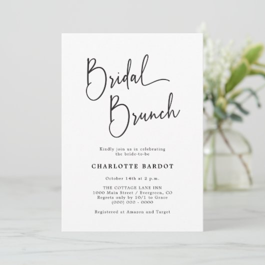 Simple Bridal Brunch Einladung (Stehend Vorderseite)