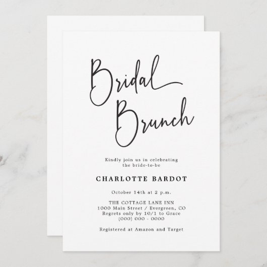 Simple Bridal Brunch Einladung (Vorne/Hinten)