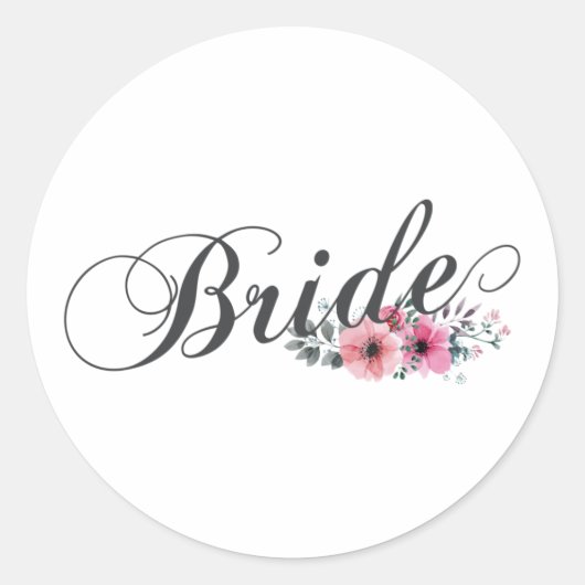 Simple Bride Floral Calligraphy | Aufkleber (Vorderseite)