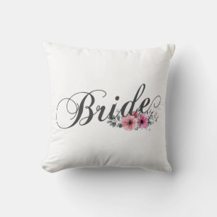 Simple Bride Floral Calligraphy Kissen