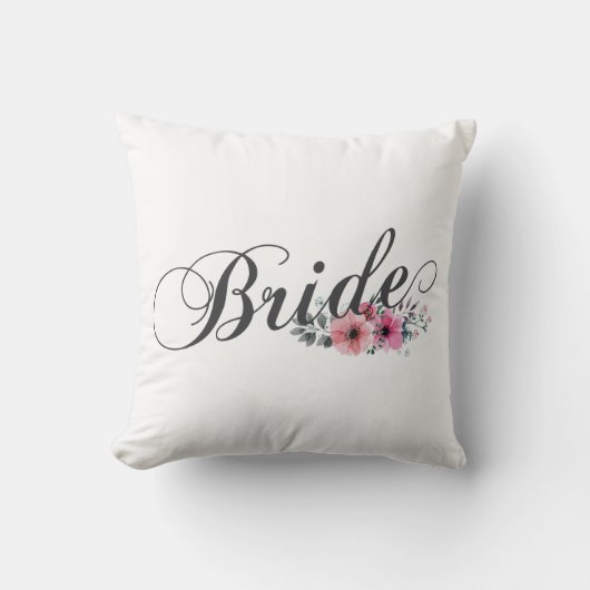 Simple Bride Floral Calligraphy | Kissen (Vorderseite)