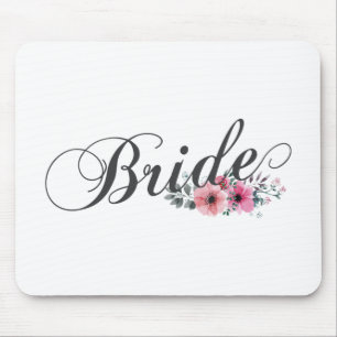 Simple Bride Floral Calligraphy Mousepad