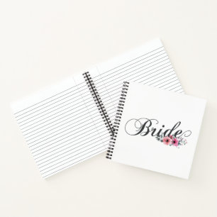 Simple Bride Floral Calligraphy   Notebook Notizblock