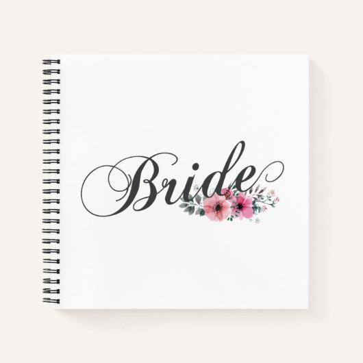 Simple Bride Floral Calligraphy | Notebook Notizblock (Vorderseite)