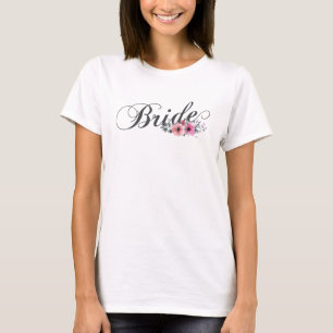 Simple Bride Floral Calligraphy   T-Shirt