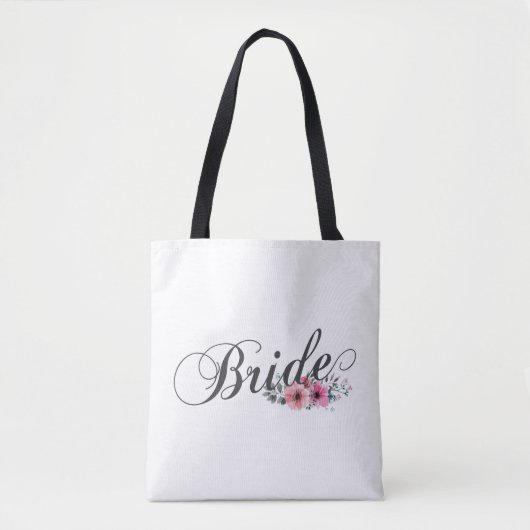 Simple Bride Floral Calligraphy | Tragetasche Tasche (Vorderseite)