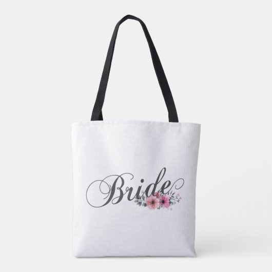 Simple Bride Floral Calligraphy | Tragetasche Tasche (Rückseite)