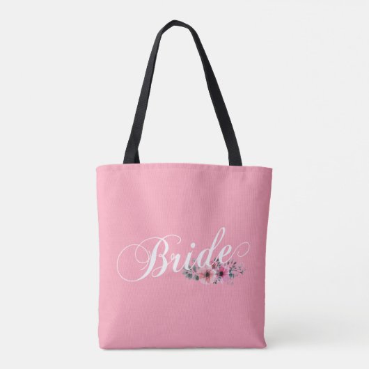 Simple Bride Floral Calligraphy | Tragetasche Tasche (Rückseite)