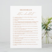 Simple Bridesmaid Duties Checklist Informationen z Einladung (Stehend Vorderseite)