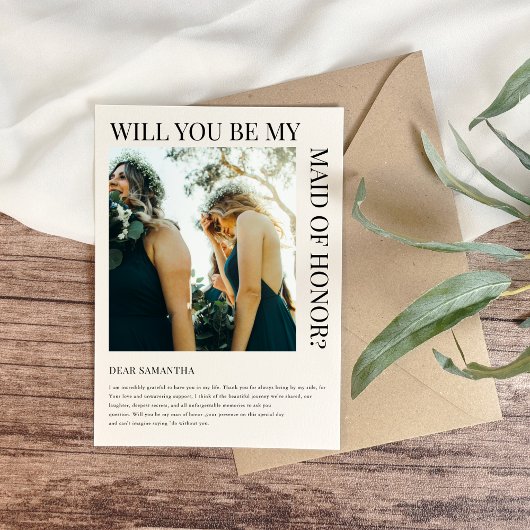 Simple Bridesmaid Proposal Photo Card Einladung