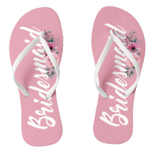Simple Bridesmaid Wedding Calligraphy   Flip Flops Badesandalen