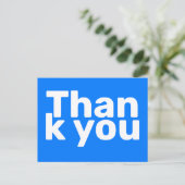 Simple Bright Blue Bold Modern Vibrann Vielen Dank Postkarte (Stehend Vorderseite)