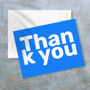 Simple Bright Blue Bold Modern Vibrann Vielen Dank Postkarte