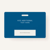 Simple Bright Blue Employee Photo ID Logo Barcode Ausweis (Rückseite)