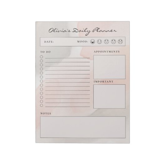 Simple Brown and Beige Minimalist Daily Planner Notizblock (Rotiert)