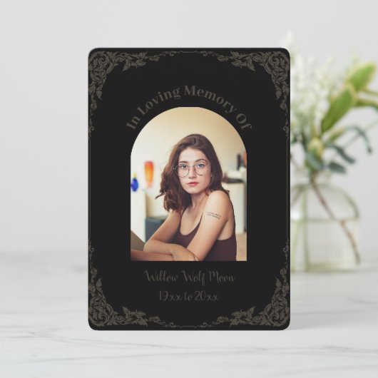 Simple Brown and Black Pagan Funeral Einladung (Stehend Vorderseite)