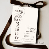 Simple Brown and Ivory Bow Elegant Photo Wedding Save The Date