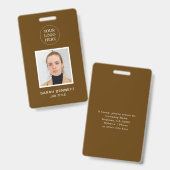 Simple Brown Beruflich Employee Office-Foto-ID Ausweis (Vorder- & Rückseite)