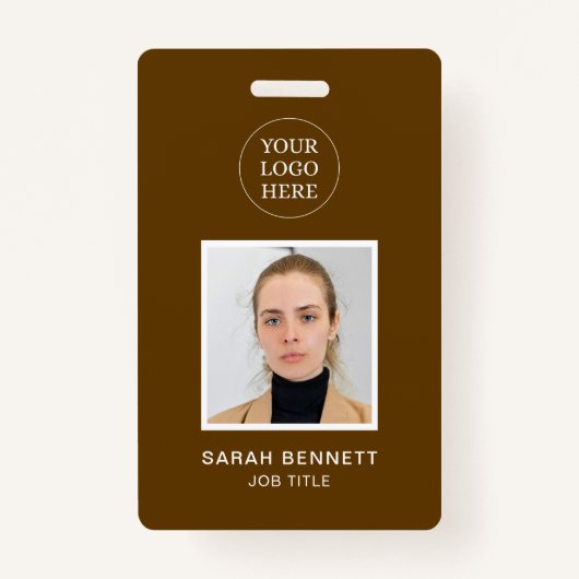 Simple Brown Beruflich Employee Office-Foto-ID Ausweis (Vorderseite)