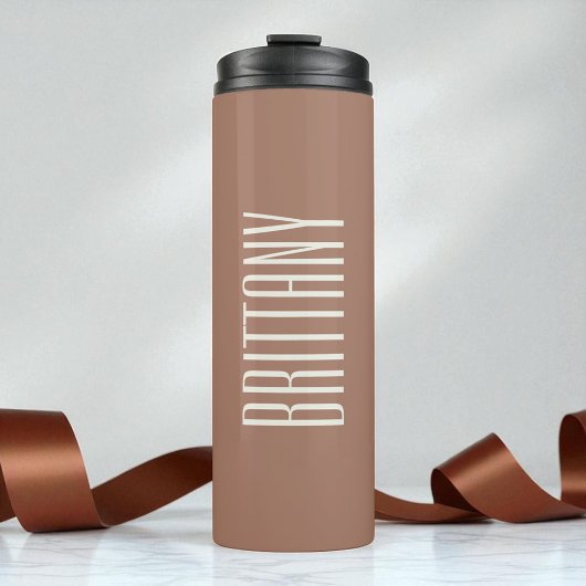 Simple Brown Bridesmaid Individuelle Name Minimali Thermosbecher